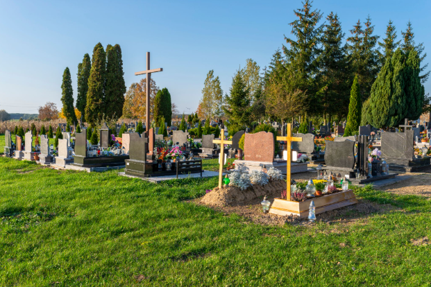 christian burial ground during the day
