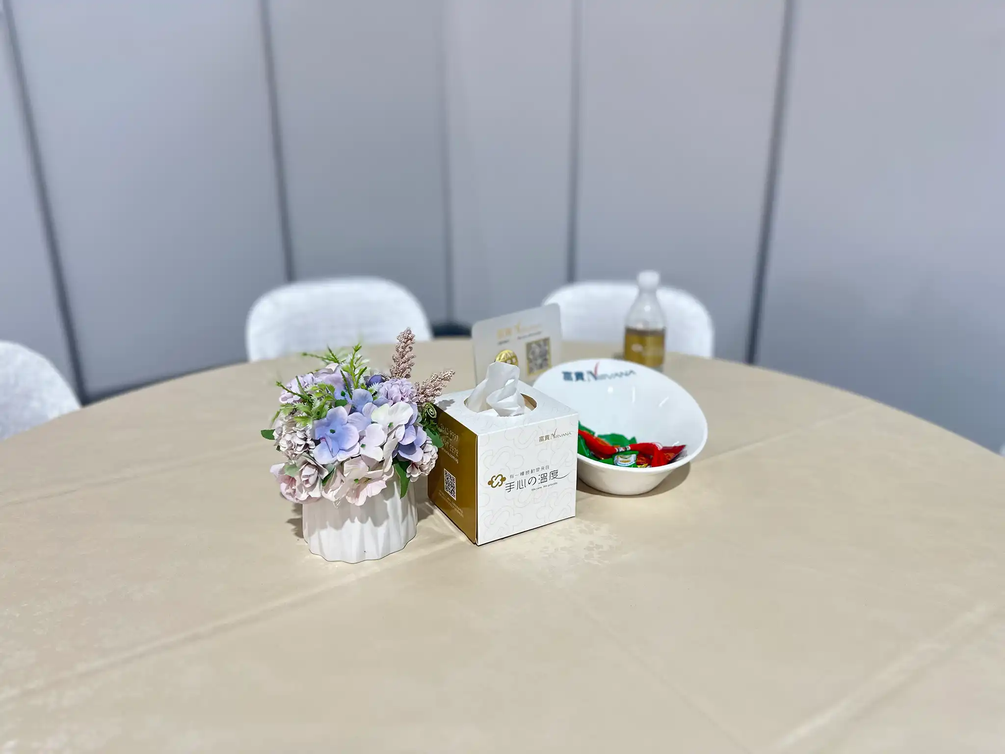 Nirvana Memorial Garden - Christian Funeral - Grace Hall Lounge with Decorative Bonsai