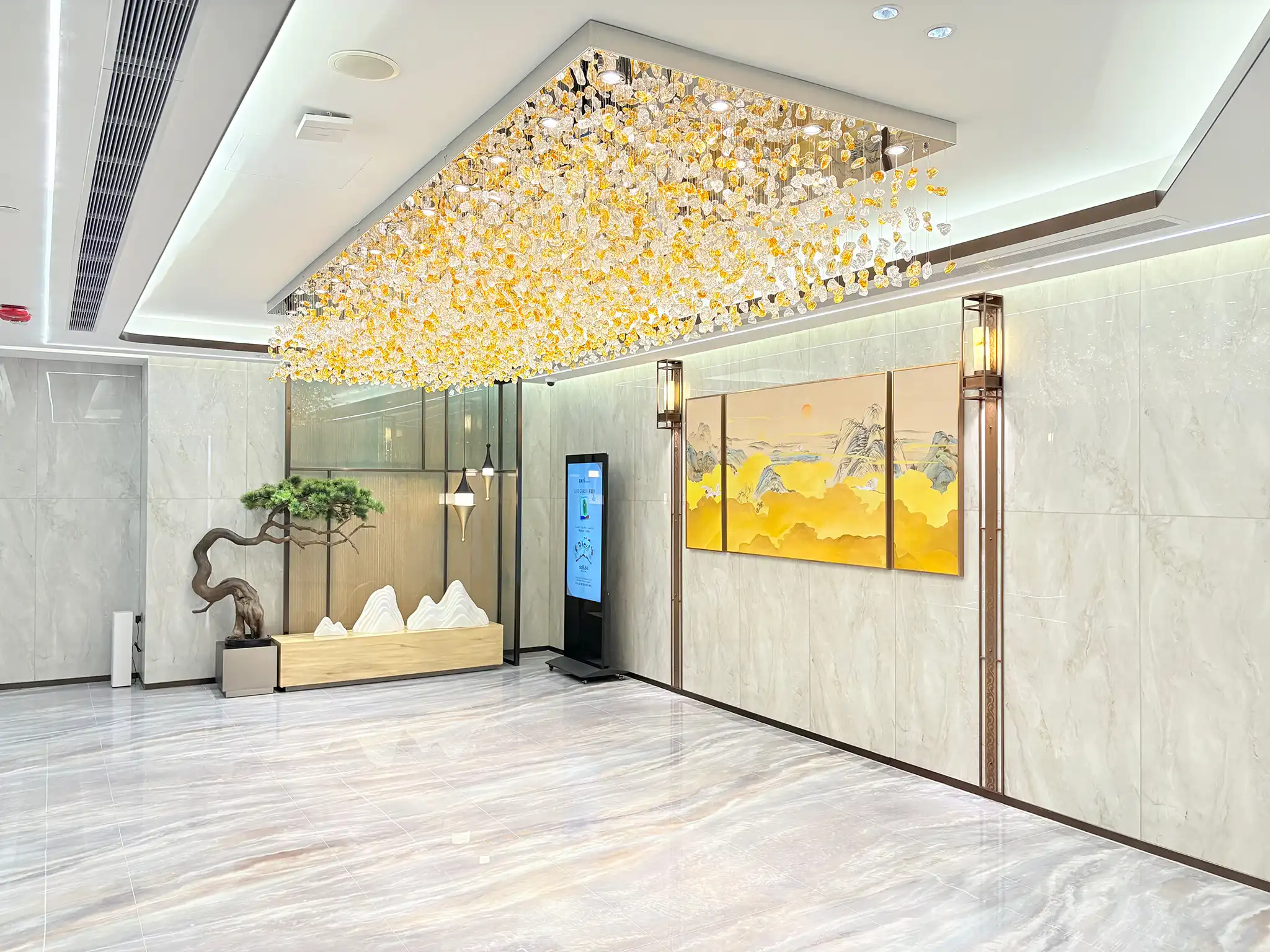 irvana Singapore - Block B - Foyer Chandelier and Bonsai Nirvana Singapore - Block B - Foyer Chandelier and Bonsai